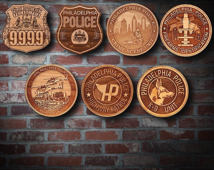 Wooden Philadelphia Badge or Patch Plaque