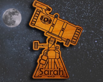 Wooden Astronomy Telescope Ornament