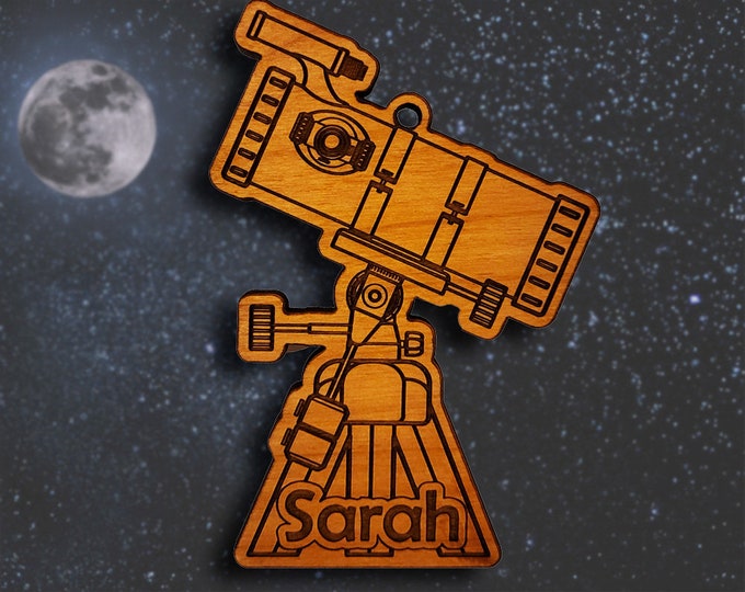 Wooden Astronomy Telescope Ornament