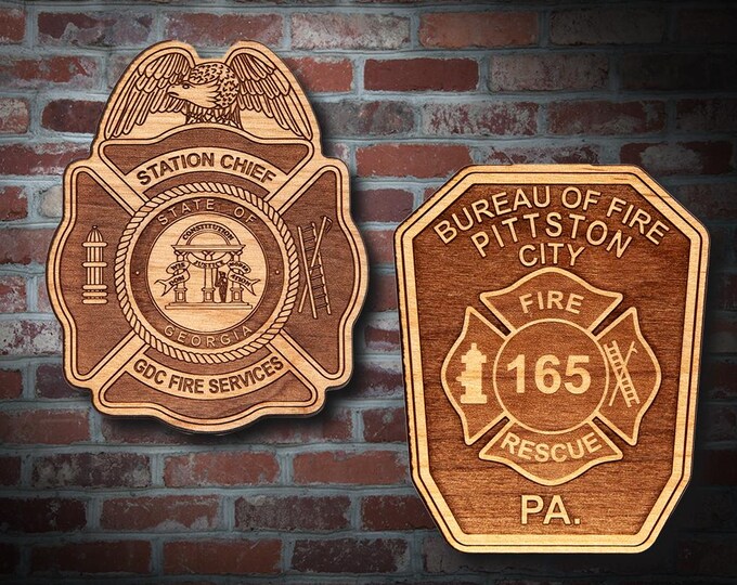 Misc. Wooden EMS FD Badge or Patch Plaque #28
