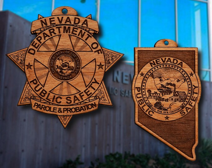 Wooden Nevada Public Safety Badge or Shoulder Patch Ornament