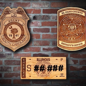 Wooden Miscellaneous Police Badge or Patch Plaque #116