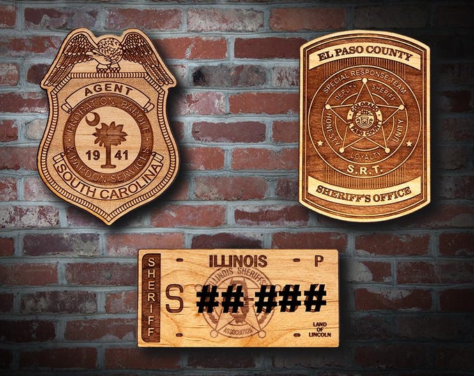 Wooden Miscellaneous Police Badge or Patch Plaque #116