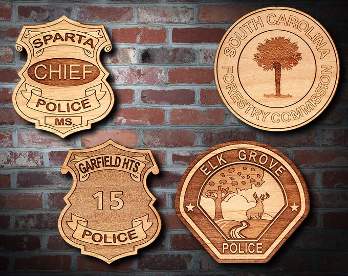 Wooden Miscellaneous Police Badge or Patch Plaque #70