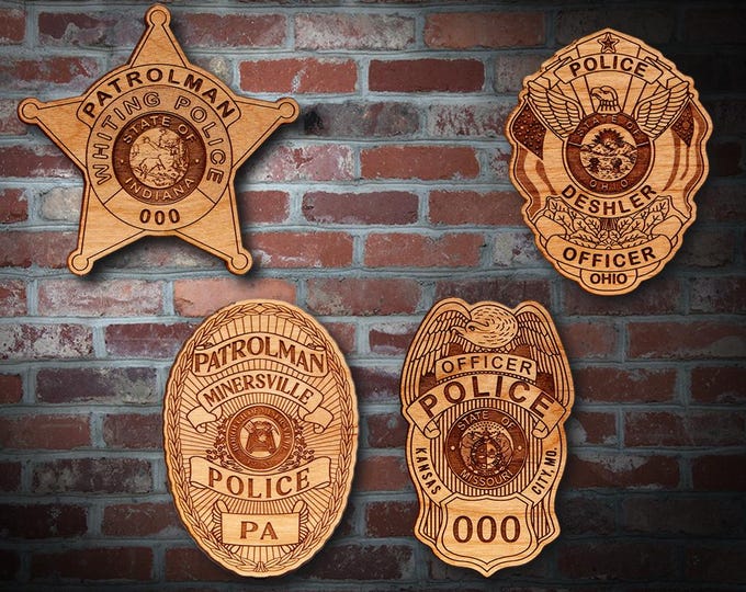Wooden Miscellaneous Police Badge or Patch Plaque #91