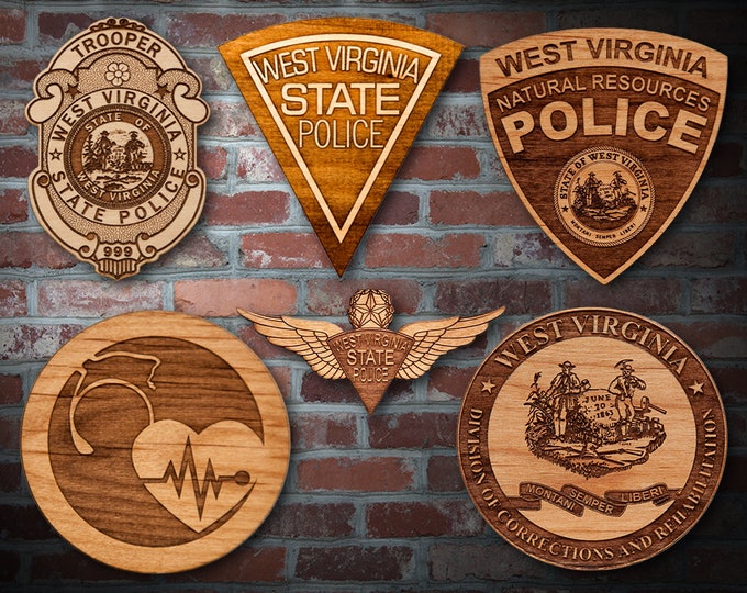 Personalized Wooden West Virginia State Police Badge or Patch Plaque