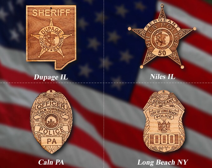 Misc. Wooden Police Badge or Patch Ornament #48