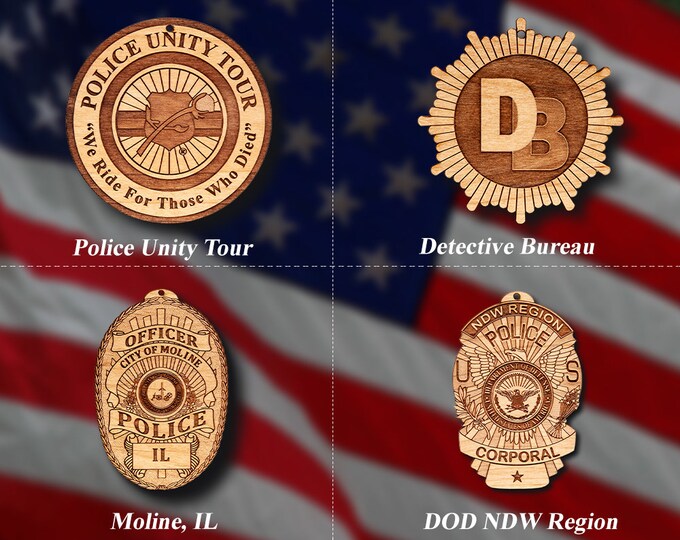 Misc. Wooden Police Badge or Patch Ornament #53