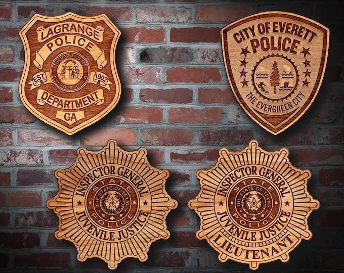 Wooden Miscellaneous Police Badge or Patch Plaque #108