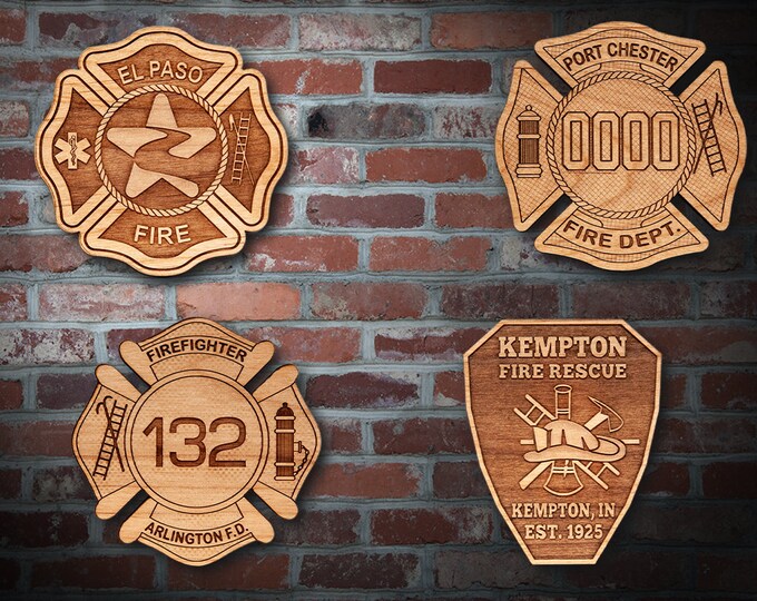Misc. Wooden EMS FD Badge or Patch Plaque #7