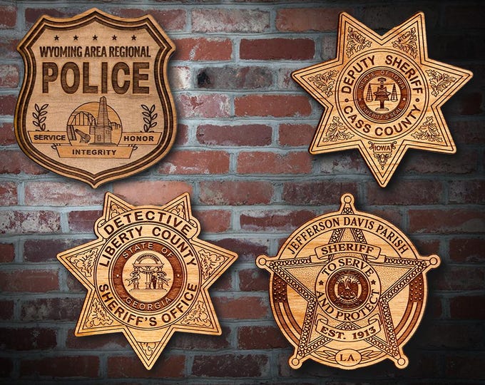 Wooden Miscellaneous Police Badge or Patch Plaque #95
