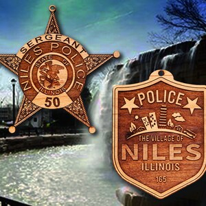 Wooden Niles Illinois Police Badge or Patch