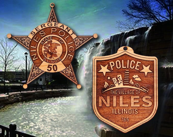Wooden Niles Illinois Police Badge or Patch