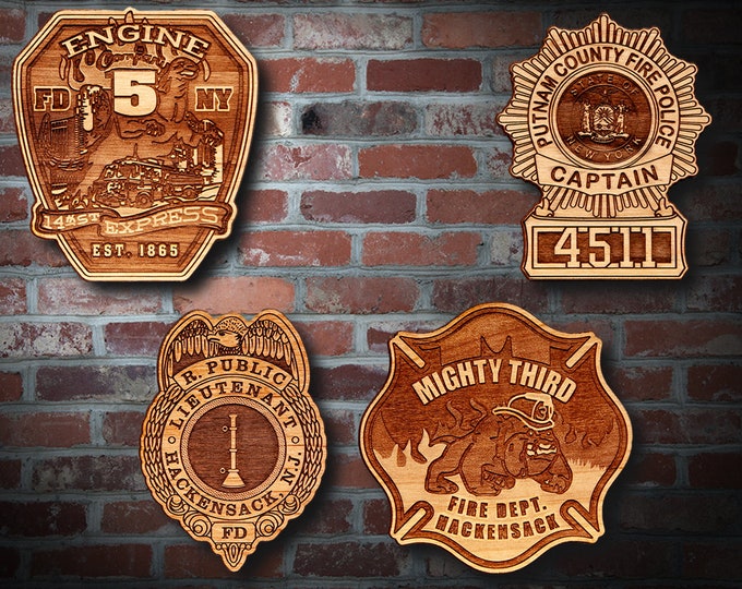 Misc. Wooden EMS FD Badge or Patch Plaque #22