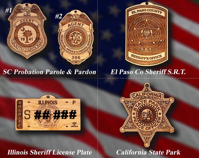 Wooden Miscellaneous Police Badge or Patch Ornaments #116
