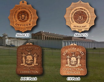 Wooden NY DOC Badge or Shoulder Patch Ornament
