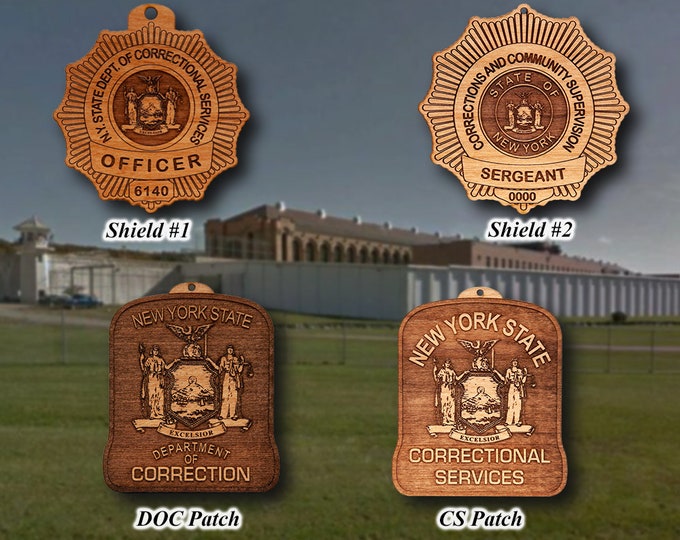 Wooden NY DOC Badge or Shoulder Patch Ornament