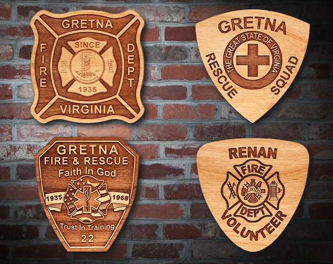 Misc. Wooden EMS FD Badge or Patch Plaque #11