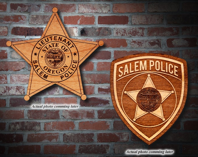 Wooden Salem OR Police Badge or Patch Plaque