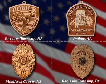 Miscellaneous Wooden Police Badge Or Shoulder Patch Ornament