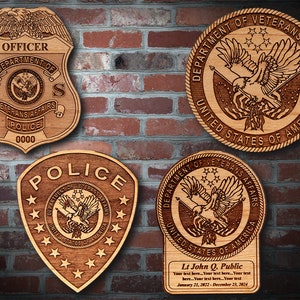 Wooden Dept Veterans Affairs Badge or Logo Plaque