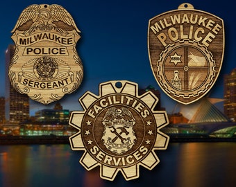 Wooden Milwaukee Police Badge or Shoulder Patch Ornament