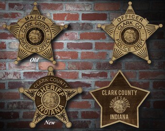 Wooden Clark Co IN Sheriff Badge or Patch Plaque