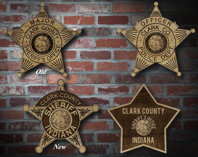 Wooden Clark Co IN Sheriff Badge or Patch Plaque