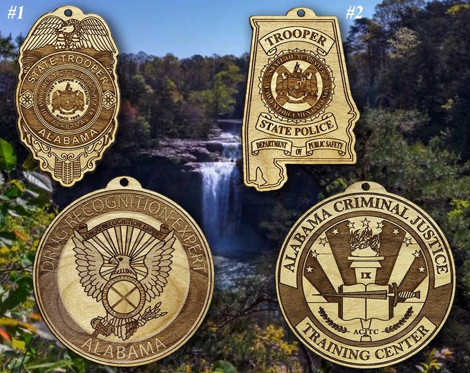 Wooden Alabama SP Badge or Shoulder Patch Ornament
