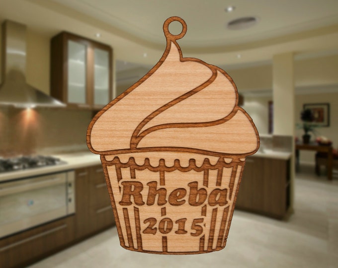 Personalized Wooden Cupcake Christmas Ornament
