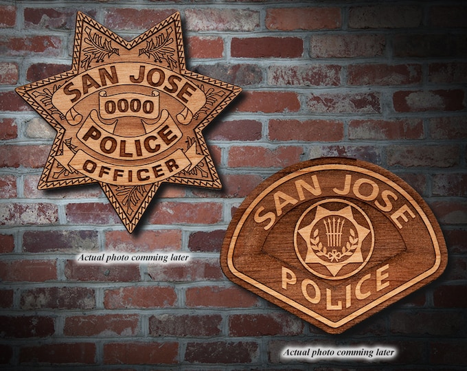 Wooden  San Jose CA Police Badge or Patch Plaque