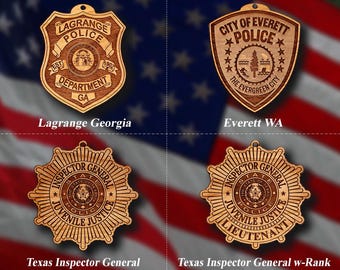 Wooden Miscellaneous Police Badge or Patch Ornaments #108