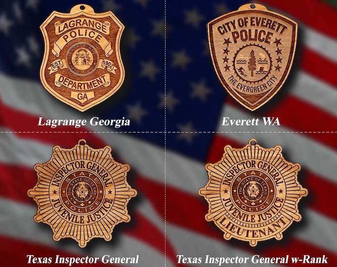 Wooden Miscellaneous Police Badge or Patch Ornaments #108