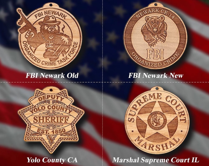 Wooden Miscellaneous Police Badge or Patch Ornaments #113