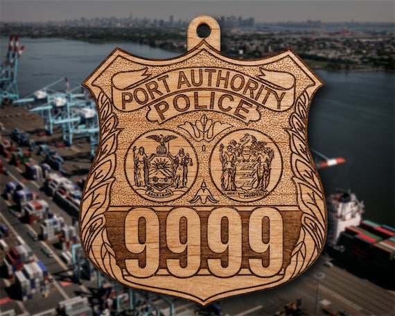Port Authority N.Y. & N.J. Police バッジ Personalized Wooden NY-NJ Port Authority Police Badge Hanging