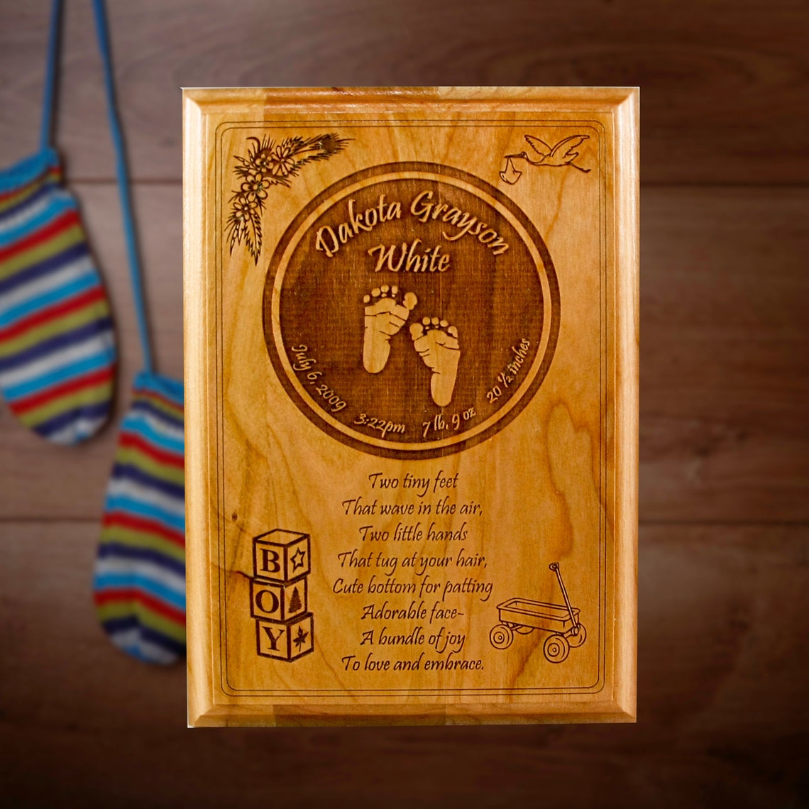 Wooden Engraved Baby Plaque Etsy