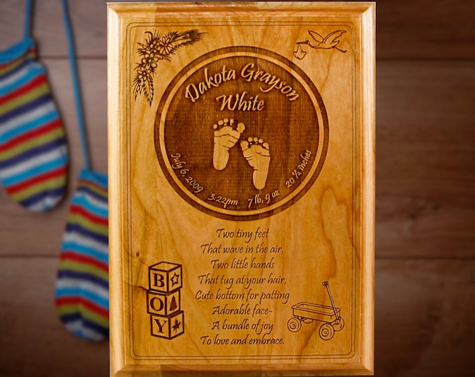 Wooden Engraved Baby Plaque