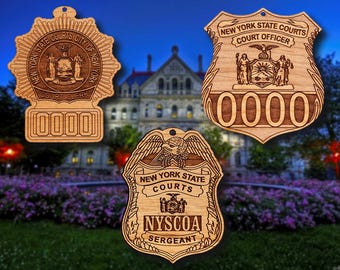 Wooden NY State Court Badge or Patch Ornament