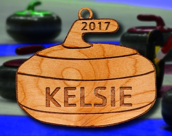 Wooden Curling Ornament