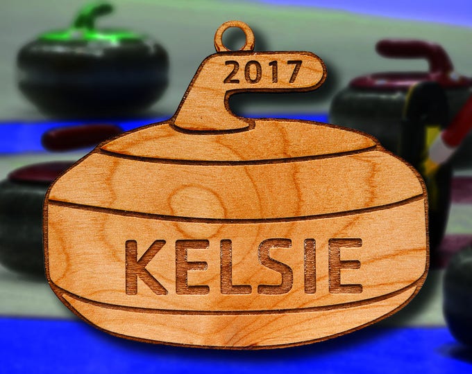 Wooden Curling Ornament