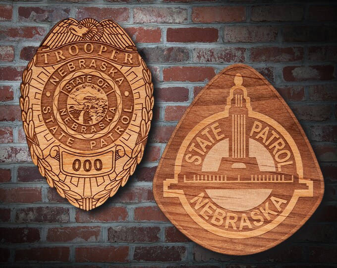 Wooden Nebraska State Police Badge or Patch Plaque