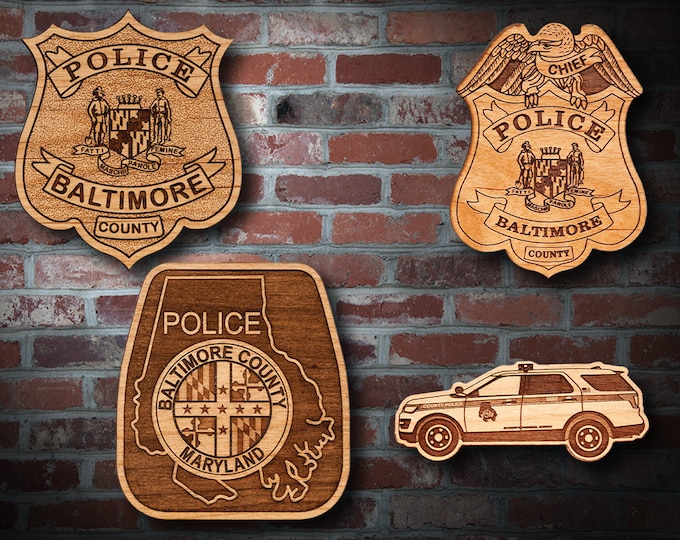 Wooden Baltimore County Police Badge or Patch Plaque