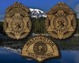 Wooden Washington State Patrol Badge or Shoulder Patch Ornament