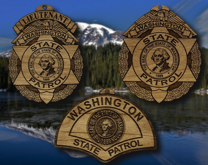 Wooden Washington State Patrol Badge or Shoulder Patch Ornament