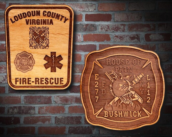 Misc. Wooden EMS FD Badge or Patch Plaque #29
