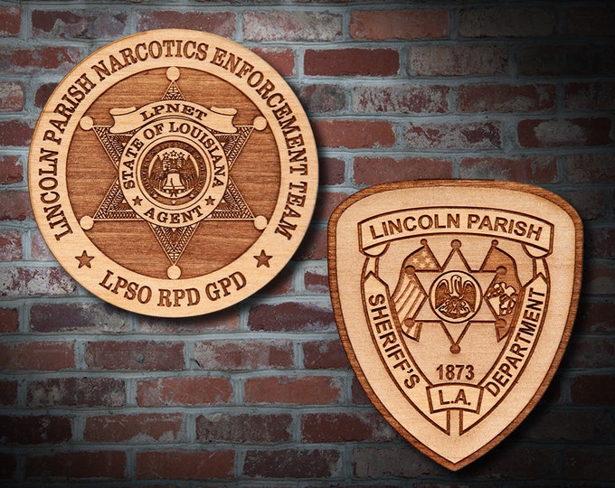 Wooden Lincoln Parish LA Sheriff Badge or Patch Plaque