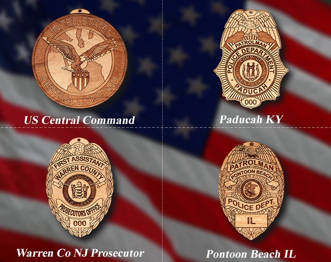 Misc. Wooden Police Badge or Patch Ornament #61