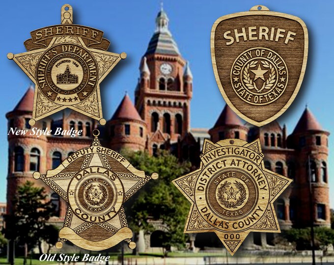 Wooden Dallas Co TX Sheriff Badge or Patch Ornament