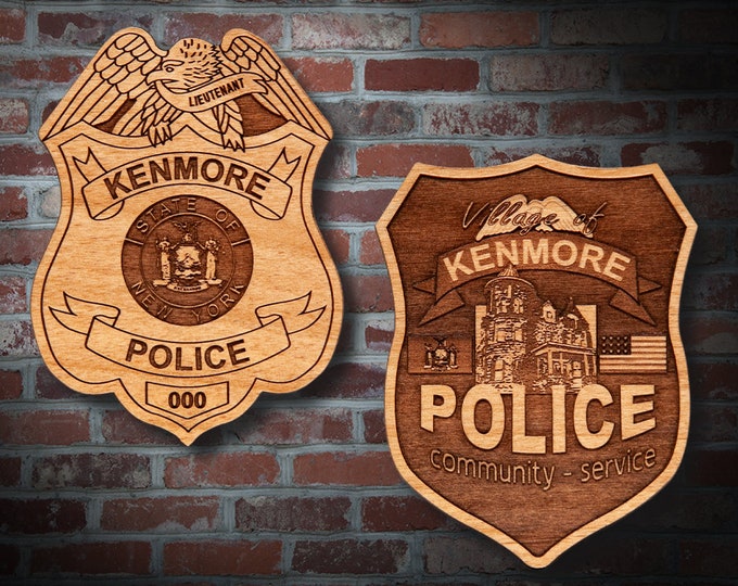 Wooden Kenmore NY Police Badge or Patch Plaque