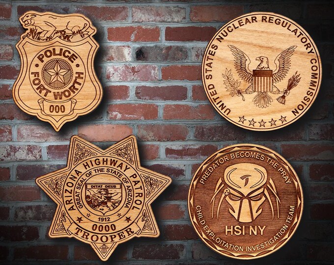 Wooden Miscellaneous Police Badge or Patch Plaque #117